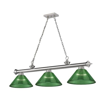 Z-Lite Cordon 3 Light Billiard, Brushed Nickel & Green 2306-3BN-ARG